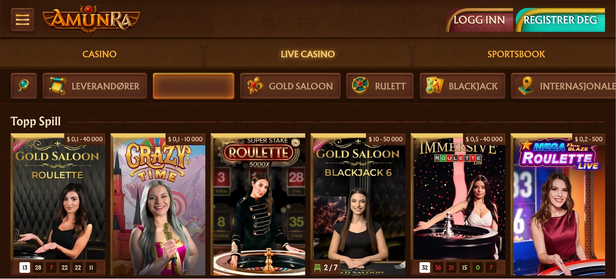 AmunRa Live Dealer- og Bordspill