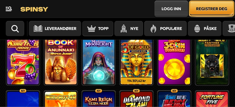 Spinsy Casino Mobilspilleautomater