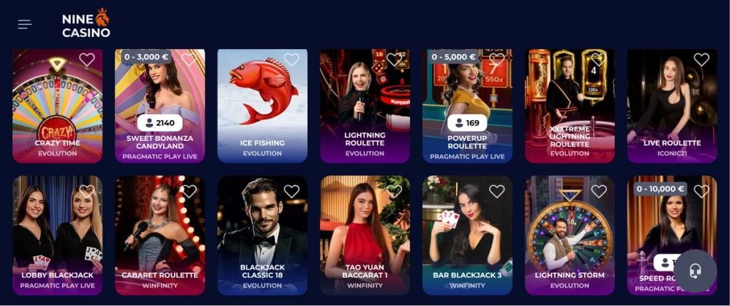 Ninecasino Live Dealer  Og Bordspill